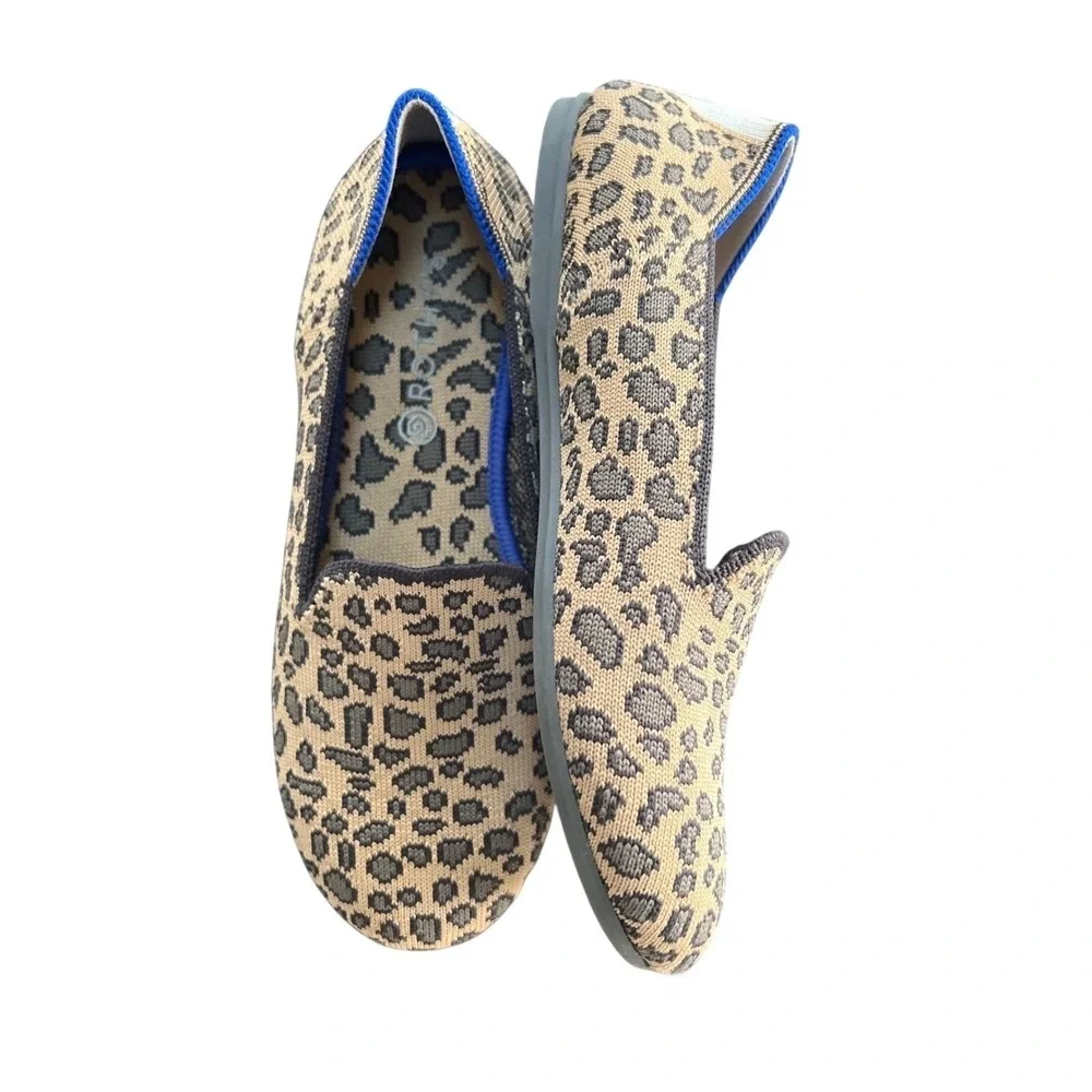Rothy's Kids Loafer's Girls Size 3 Spotted Leopard Animal Print Slip-on Shoes‎